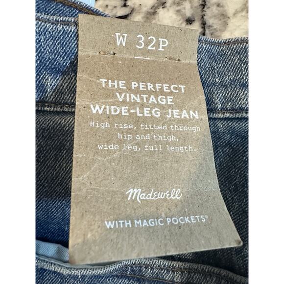 Madewell The Perfect Vintage Wide Leg Jean Full Length Size 32P Blue Wash NWT - Picture 11 of 14